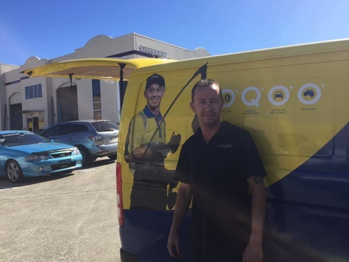 About Rapid Response Autoglass - Damien Standing Next To Work Van
